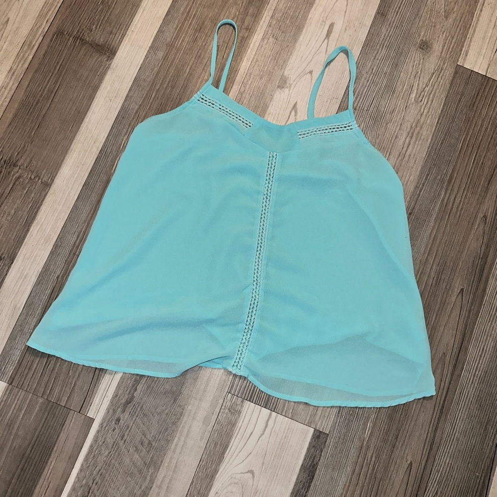 DNA Couture Sheer Light Blue Tank Top